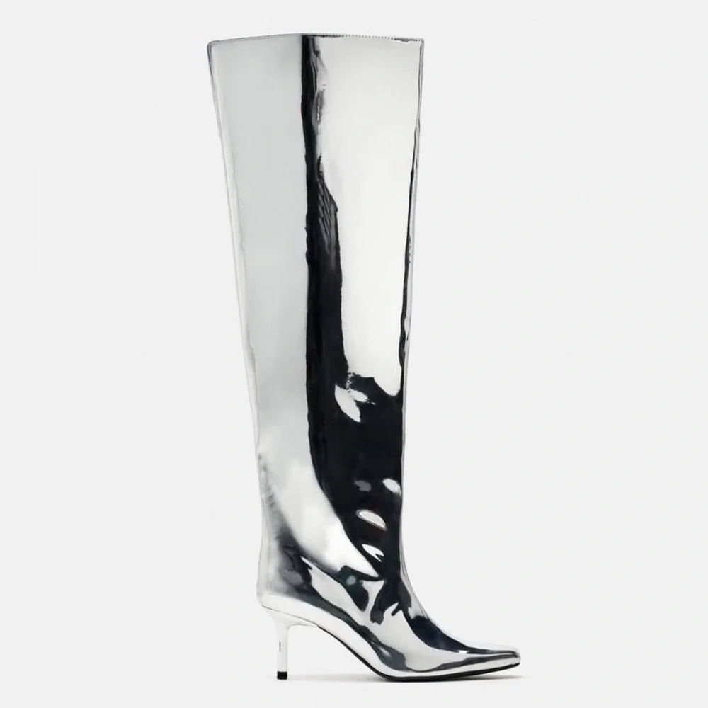 ZARA Metallic OTK Boots